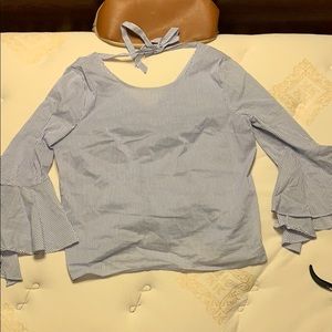 Blue and white stripe top with bell sleeves
